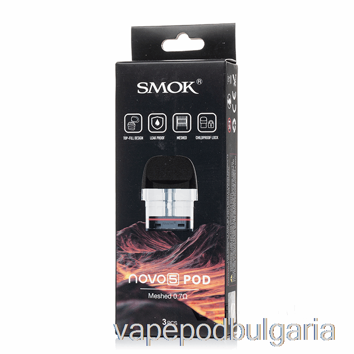 Vape 10000 Дръпки Smok Novo 5 Replacement Pods 0.7ohm Meshed Mtl Pods